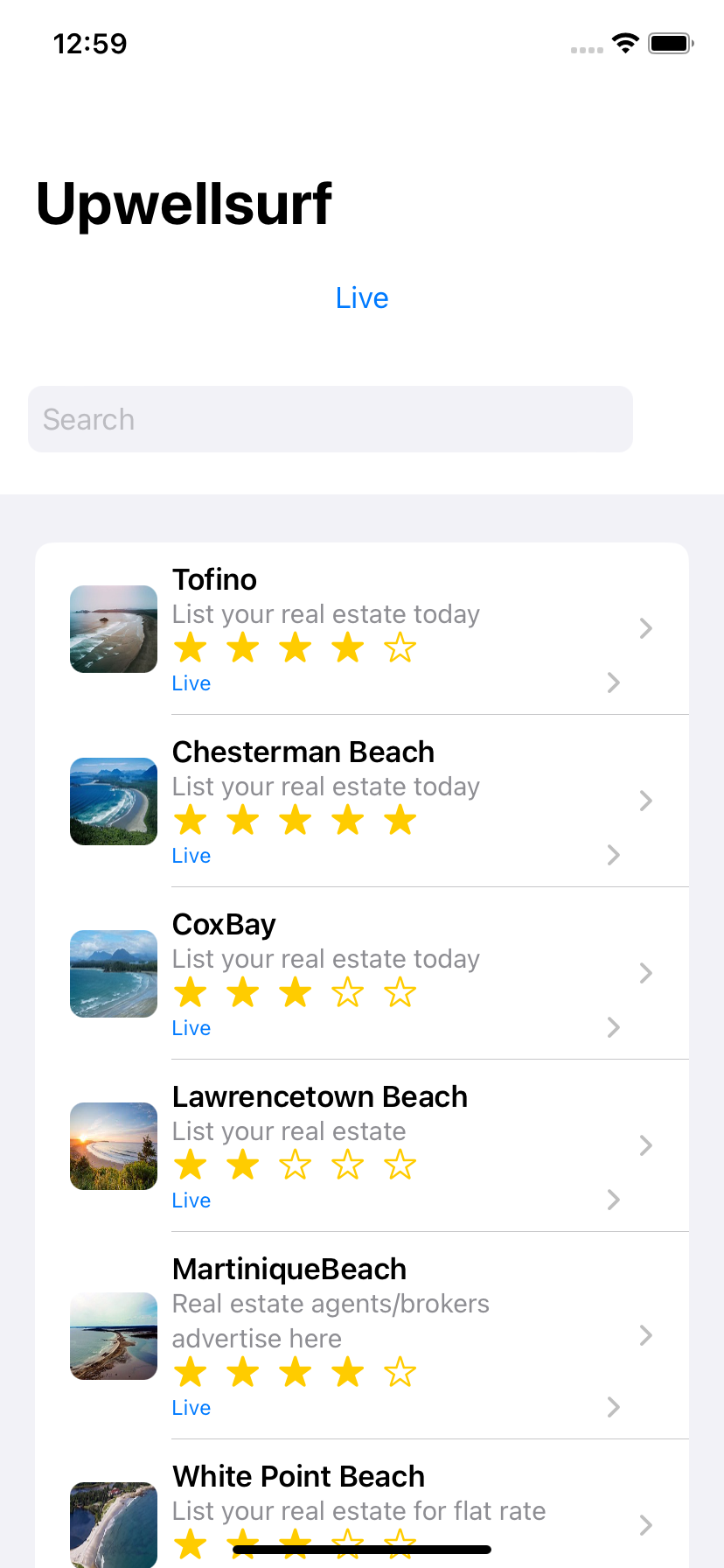 upwellsurf app real estate listing